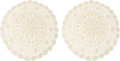 Produktbild von 2 Stück runde Häkeldeckchen, 30 cm, aus Baumwolle, Beige