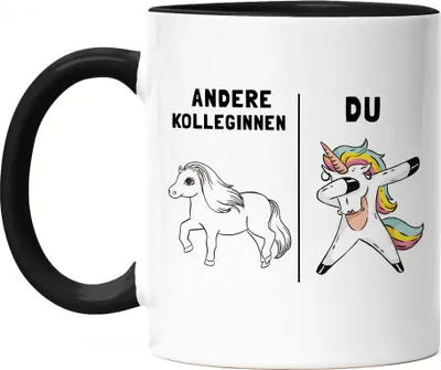 Produktbild von Andere Kolleginnen Du Tasse Schwarz Lustig Kollegin Arbeitskollegin Einhorn Abschiedsgeschenk Rente Ruhestand