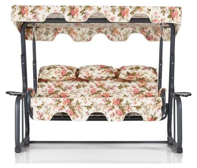 Image de Balancelle de jardin 3 places en métal et polyester multicolore 200 x 165 x 110 cm, charge 240 kg