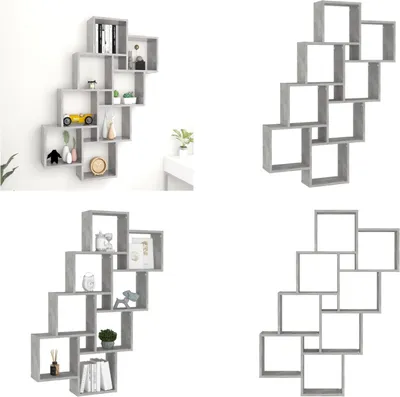 Obrázek produktu pro vidaXL Cube shelf concrete grey 90x15x119 cm Materiál na bázi dřeva - Nástěnná police - Nástěnné police - Nástěnné police