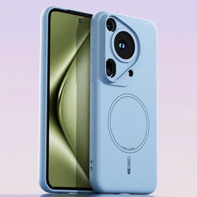 Image de Etui magnétique pour Huawei Pura 70 Ultra, compatible MagSafe, silicone liquide, résistant aux chocs et aux rayures Bleu