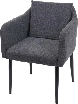 Produktbild von Esszimmerstuhl HWC-H93, Küchenstuhl Lehnstuhl Stuhl Stoff/Textil dunkelgrau