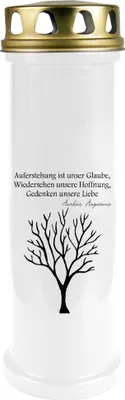 Produktbild von Grabkerze Weiß, Brenndauer: 100 Stunden ( 4 Tage ), Motiv: Baum