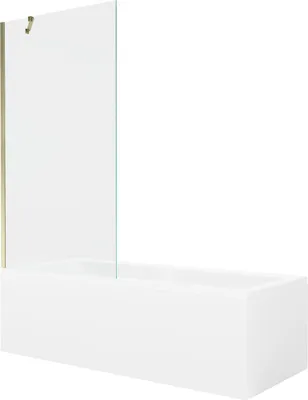 Zdjęcie produktu dla Mexen Cubik wanna prostokątna 160 x 70 cm z obudową i parawanem 1-skrzydłowym 90 cm, transparent, złoty - 550316070X9509000050