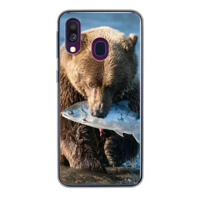 Produktbild von MuchoWow® Handyhülle Schutzhülle Hülle für Samsung Galaxy A40 Bär - Braun - Fisch Silikon Softcase Handy Hülle - Handy-Tasche