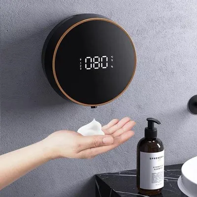 Immagine prodotto di Distributore automatico di sapone schiumogeno da parete, con sensore a contatto per bagni, hotel, ristoranti, negozi (nero)