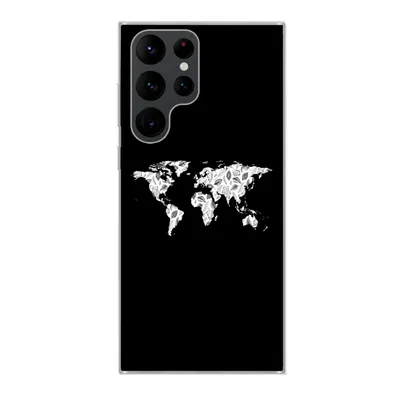 Produktbild von MuchoWow® Handyhülle Schutzhülle Hülle für Samsung Galaxy S22 Ultra Weltkarte - Blätter - Schwarz Silikon Softcase Handy Hülle - Abbildung