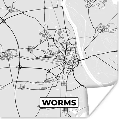 Produktbild von MuchoWow® Poster Karte - Worms - Karte - Deutschland 75x75 cm - Wand Dekoration