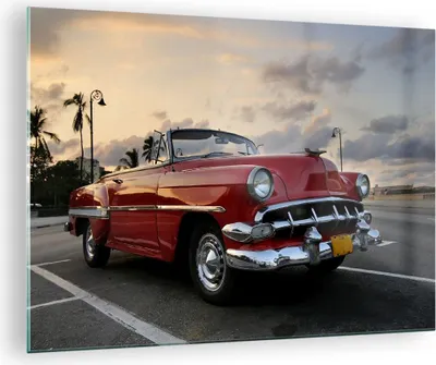 Produktbild von Bilder auf glas - Auto Kuba Himmel - 70x50cm - Glasbilder - Wandbilder - Kunstdruck - zum Aufhängen bereit - Wanddekoration aus Glas - Glas Bilder - Wandbild auf Glas - Einteilig - GAA70x50-0186