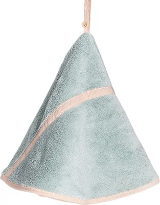 Produktbild von Hanges Handtuch rund ultra weich dickes Korallenfleece Hängende Schleife Schnelltrocknen super saugfähiges Badezimmer Küchentuch Haushaltsvorräte-Grün