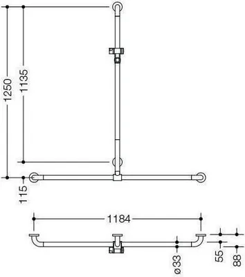 Produktbild von HEWI 801.35.460 90 Dusch-Wannenhdl. m.Br.H.St.,