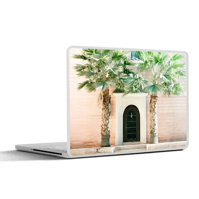 Produktbild von MuchoWow® Laptop Aufkleber Sticker Cover Tür - Marrakesch - Palme - Weiß - Tropisch 25x18 cm - Laptop-Deko