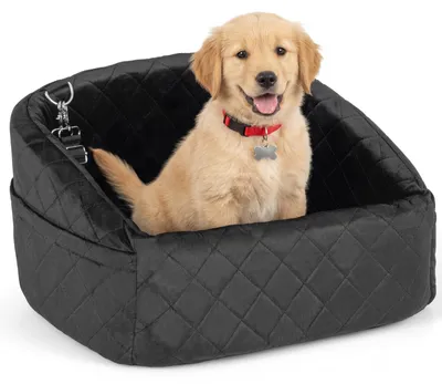 Produktbild von COSTWAY Hunde Autositz, Hundeautositz mit Sicherheitsgurten, Seitentaschen, rutschfester Unterseite, abnehmbares & waschbares Hundebett 50x46x30cm