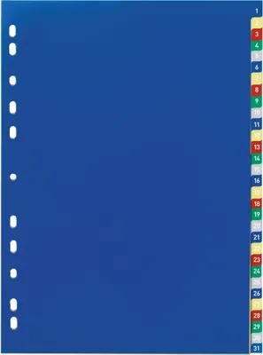 Immagine prodotto di DURABLE Divisorio A4 in PP 31 tasti 1-31 con cavalierini colorati prestampati e indice , Colorato, 675627