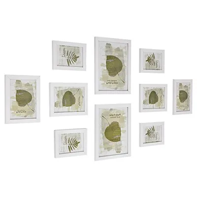 Produktbild von SONGMICS Bilderrahmen 10-er Set Fotorahmen - 2 Stk. 20x25 cm, 4 Stk. 13x18 cm und 4 Stk. 10x15 cm Holzgrenze Weiß RPF310W