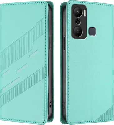 Produktbild von Hülle für Infinix Hot 20 Play, Kunstleder Brieftaschen Handyhülle mit Kartenfach und Standfunktion Türkis