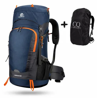 Image de CarryQuest® - Sac à dos de randonnée 65L, imperméable, en nylon, couleur bleu