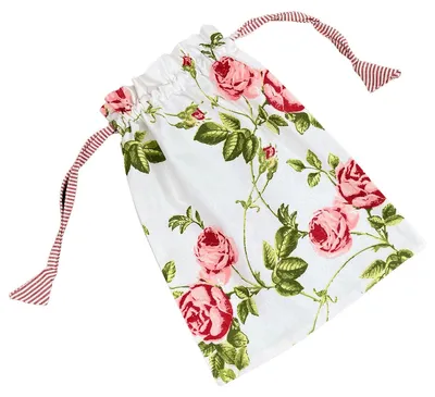 Produktbild von Brotbeutel DORRIT Baumwollbeutel Rosen Landhaus weiß rosa