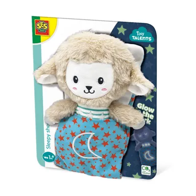 Produktbild von SES Creative Tiny Talents 13155 Sleepy Schaf, Glow in the Dark Kuscheltier, Sicher für Babys, Spielzeug-Schaf