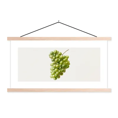 Produktbild von MuchoWow® Textilposter Weintraube - Traube - Lebensmittel 120x60 cm mit holzfarbenen Rahmen - Klemmleiste