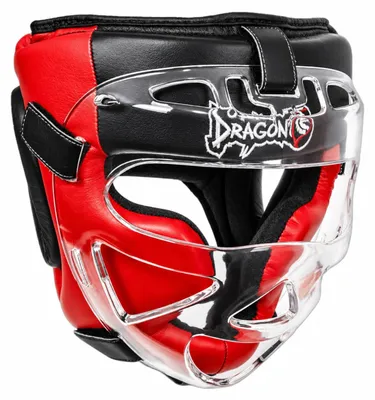 Immagine prodotto di Casco da boxe in vera pelle Dragon 11750-L con visiera removibile. Casco professionale per allenamento, sparring, MMA, Muay Thai e kickboxing. Protezione completa del viso. Taglia XL
