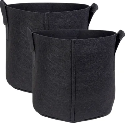 Produktbild von Intirilife 2x Vlies Pflanzsack in 26 Liter - 7 Gallon - 35 x 30 cm – Pflanzen Übertopf aus Vliesstoff mit Tragegriffen für Garten, Gewächshaus uvm. – Pflanzkübel Pflanzgefäß Pflanzbeutel