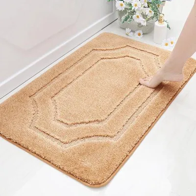 Immagine prodotto di Tappetino da bagno Ibzenoa® in cotone, 60 x 90 cm – morbido, assorbente e antiscivolo (TPR), ideale per il bagno, color beige