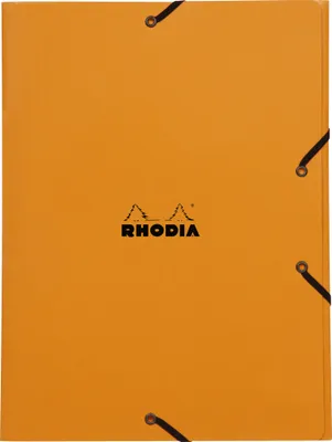 Produktbild von Rhodia 5x Sammelmappe Karton, Gummizug und 3 Klappen, 24x32cm Orange 24328C