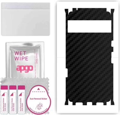 Produktbild von apgo Rückseite + Seiten Schutzfolie, Skin, kompatibel mit Google Pixel 7 Pro, Hinten Displayschutzfolie aus Vinylfolie, kratzfest, einfache Montage - Schwarzer Kohlenstoff