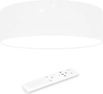 Produktbild von Navaris LED Deckenleuchte 40cm - Dimmbar Farbtemperaturwechsel Fernbedienung - 22W Stoff Weiß Sternenhimmel - Wohnzimmer Lampe Schlafzimmer