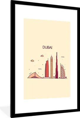 Produktbild von MuchoWow® MuchoWow® Gerahmtes Poster Skyline - Asien - Dubai 60x90 cm - Poster mit zchwarzem Bilderrahmen - Dekoration - Wandposter Wohnzimmer - Hochwertig