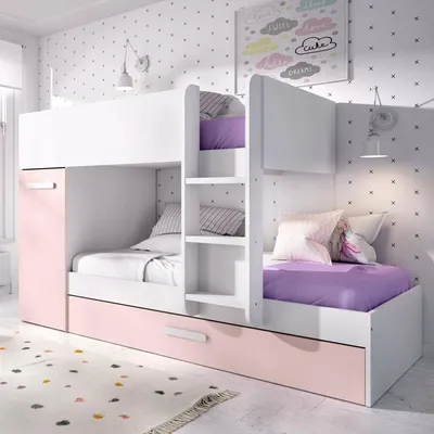 Image de Hikaa - Ensemble Chambre, 244x112x150h cm Blanc, un Tiroir