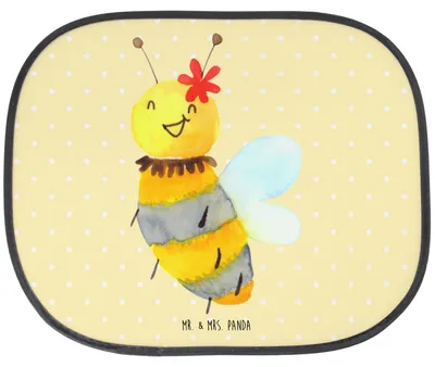 Produktbild von Mr. & Mrs. Panda Auto Sonnenblende Biene Blume - Gelb Pastell - Geschenk, Sonnenschutz, Hitzeschutz, fenster, für Autoscheiben, saugnapf