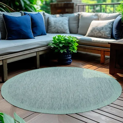 Produktbild von Homebyhome In & Outdoor Teppich Terrasse Balkon Küchenteppich Wetterfest Sisal Optik Flachgewebe Einfarbig mit Struktur, Grösse: 160 cm Rund