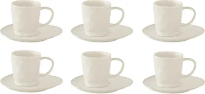 Produktbild von 6er Set Tassen mit Untertasse INTERIORS white weiß 250ml Porzellan Easy Life WA