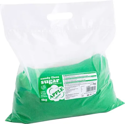Obrázok produktu pre Farebná ochutená cukrová vata, zelená, jablková príchuť, 5 kg