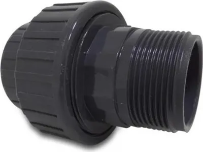 Produktbild von Profec Verschraubung PVC-U Innengewinde x Außengewinde 1 Zoll, 10 bar, grau