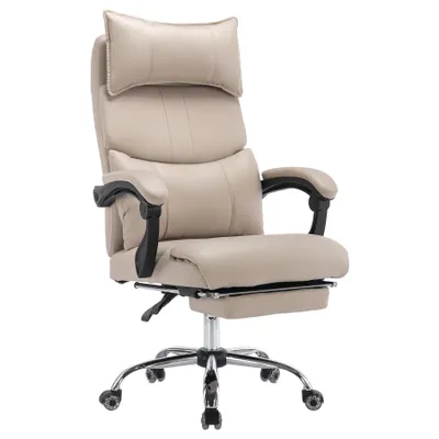 Immagine prodotto di Sedia da ufficio ergonomica con poggiapiedi, poggiatesta e supporto lombare, poltrona da ufficio, regolabile in altezza, adatta per l'ufficio e per l'uso in casa