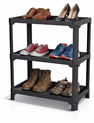 Zdjęcie produktu dla Regał na buty ociekacz 3 poziomy 56x33x64 cm półka stojak przedpokój