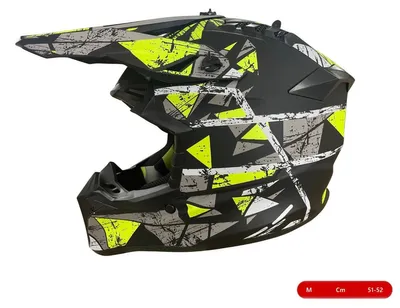 Produktbild von Motocross-/Enduro-Helm für Motorrad, ATV, Fahrrad – Größe M (51–52 cm), matt schwarz mit gelbem Design