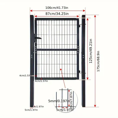 Image de Porte de jardin - Clôture de jardin - Grille - Portail grillagé - Clôture de jardin - 125 x 100 cm - Acier galvanisé