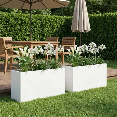 Image de Maison Exclusive - Lot de 2 pots de jardin, blanc, 80 x 30 x 40 cm