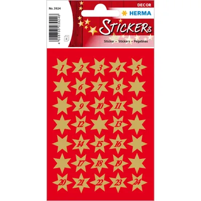 Obrázok produktu pre Herma Decor Sterne Adventskalenderzahlen, Gold