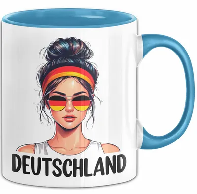 Produktbild von Deutschland Flagge Tasse Geschenk Deutsche Geschenkidee Fußball 2025 Frauen Sonnenbrille (Blau)
