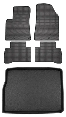 Imagen del producto de Alfombrillas de goma + bandeja de maletero para Kia Niro desde 2016 – juego de 5 piezas, negras, a medida – Wielganizator SolidPRO