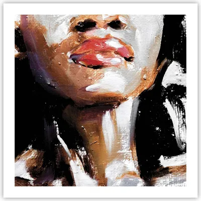 Produktbild von Poster - Poster ohne Rahmen - Öl Mund Frau - 60x60 cm - Wand Bild - Wanddeko - Wandbilder - Kunstposter - Wandposter - Bilder - Kunstdruck - Wanddekoration - Wandbild - P2XAC60x60-4724