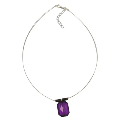 Produktbild von Kette Drahtkette Viereck facettiert lila Kunststoffperlen 45cm lila 25x18mm