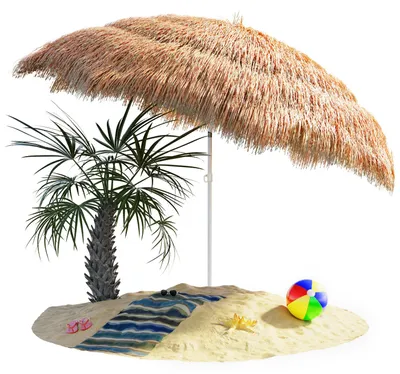 Immagine prodotto di KINGSLEEVE® Ombrellone Stile Hawaii Ø160 cm Inclinabile e Regolabile Parasole da Giardino o Spiaggia Protezione UV 30+