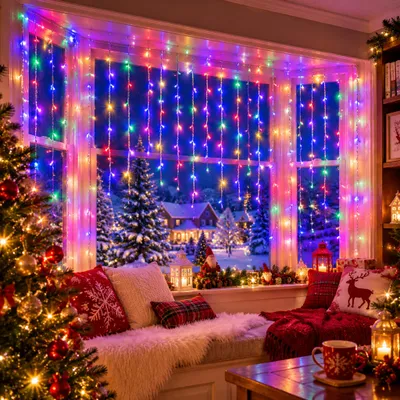 Zdjęcie produktu dla NAIZY LED, dekoracyjne oświetlenie LED "Eisregen", 10 metrów, 400 diod LED, kolor: biały, 8 trybów świecenia, możliwość synchronizacji, idealne do tworzenia świątecznej atmosfery podczas imprez