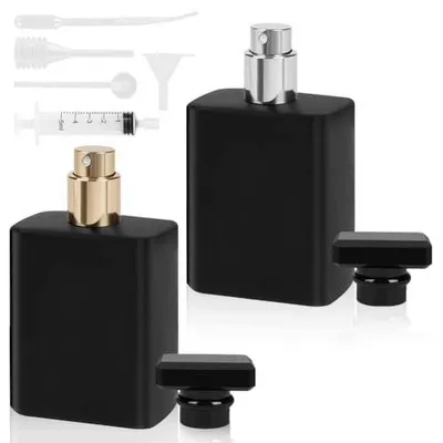 Zdjęcie produktu dla Atomizer podróżny czarny flakony perfum 50 ml zestaw 2 sztuki